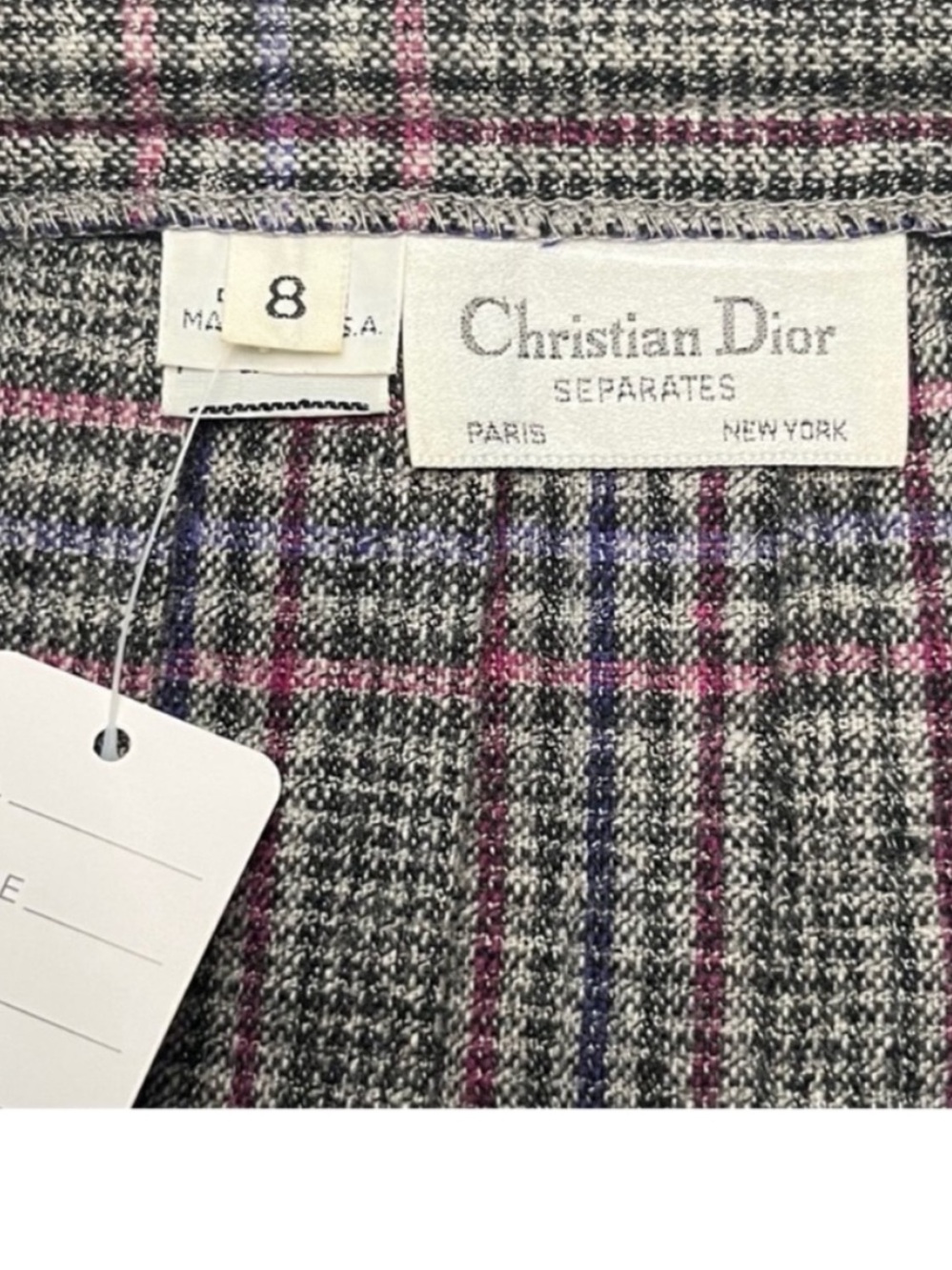 Christian Dior Vintage Wool Plaid Pleated Academia Maxi Skirt Size 8 - Picture 9 of 12